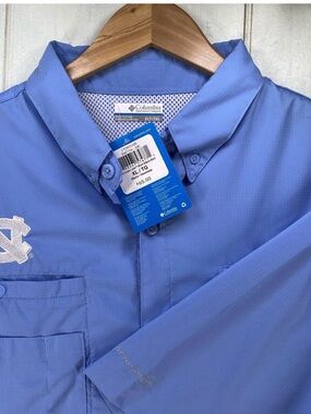 Columbia PFG North Carolina Tar Heels Shirt Mens XL Blue Omni-Shade UNC NWT $65